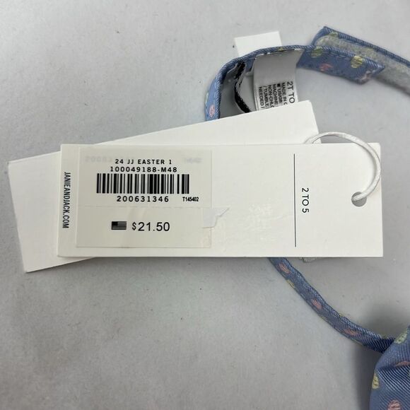 Janie and Jack Blue Easter Egg Embroidered bow tie size 2 to 5 NWT - Picture 2 of 6